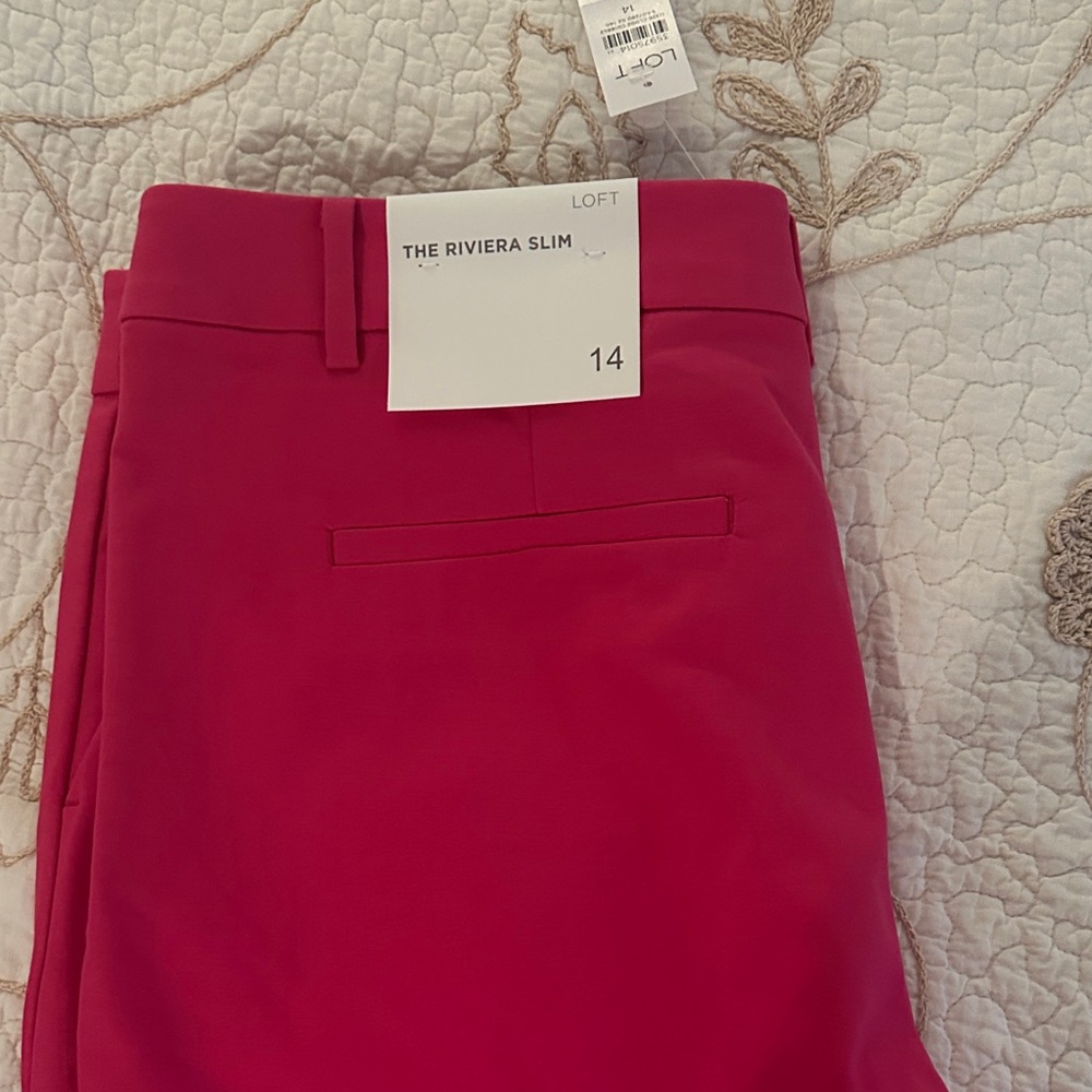 LOFT Riviera Slim Pants in Bold Pink